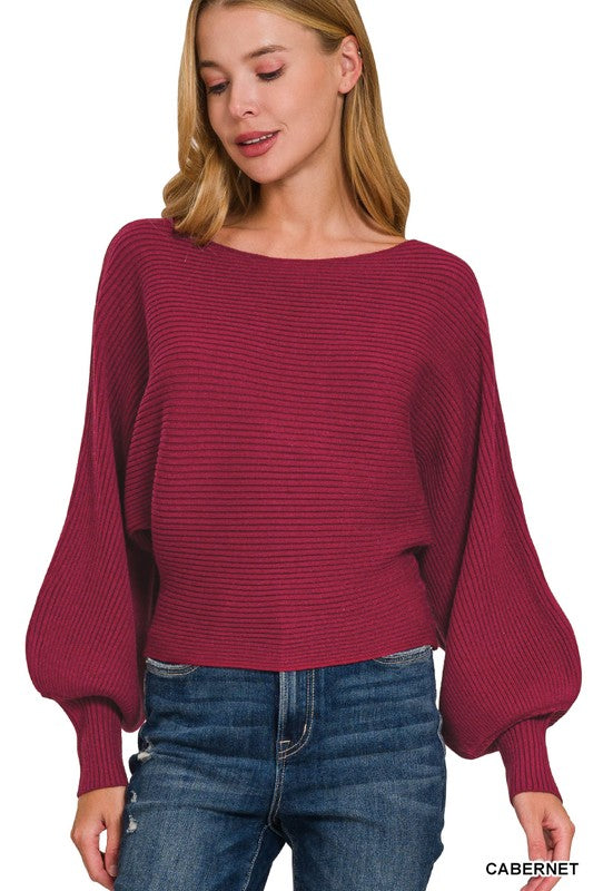 Cabernet Balloon Sleeve Sweater