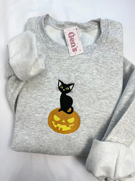 Embroidered Vintage Halloween Cat Sweatshirt