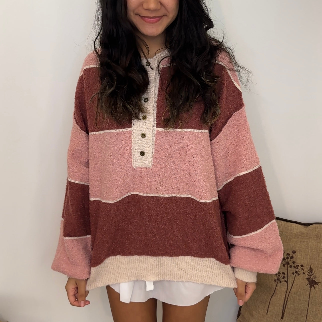 Mauve Cream Knit Sweater