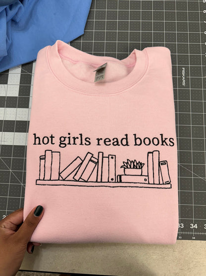 Oopsie Embroidered Hot Girls Read Books Sweatshirt (Medium)