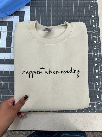 Oopsie Embroidered Happiest When Reading Sweatshirt (Medium)