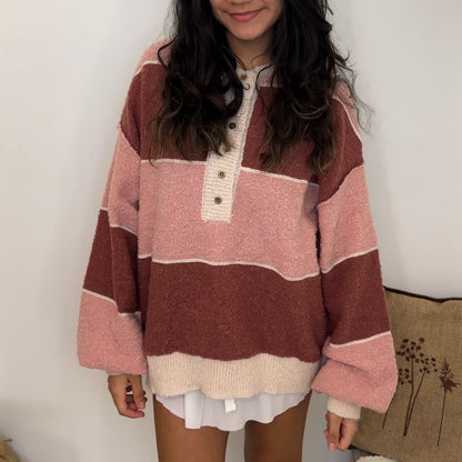 Mauve Cream Knit Sweater