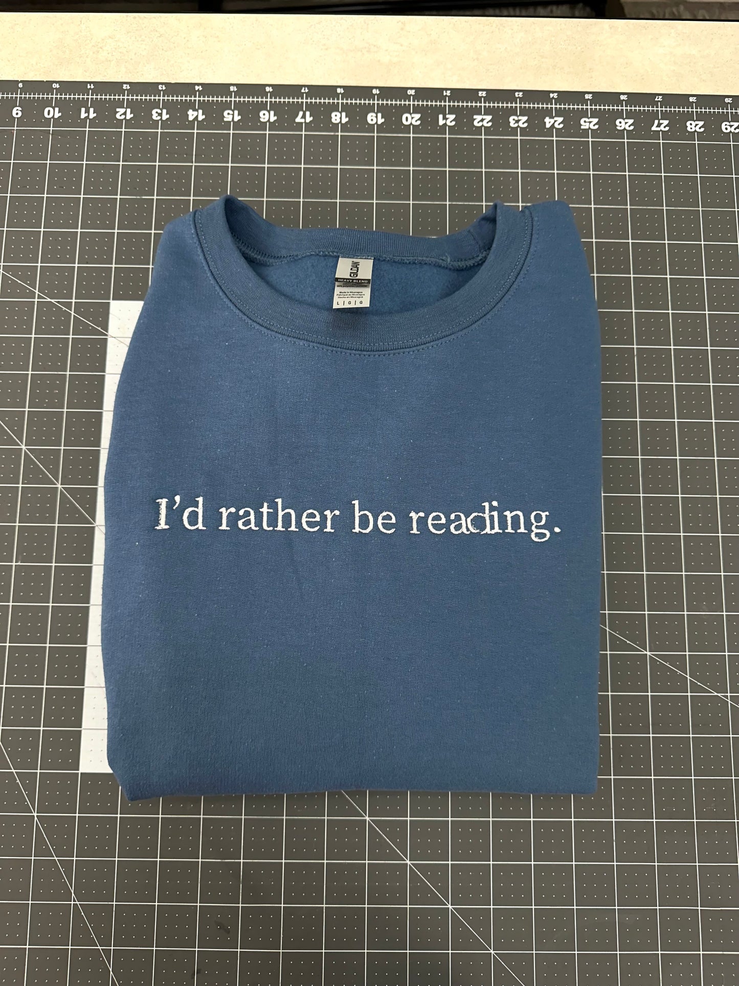 Oopsie Embroidered I'd Rather Be Reading Sweatshirt (Large)