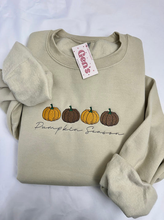 Embroidered Pumpkin Season Sweatshirt