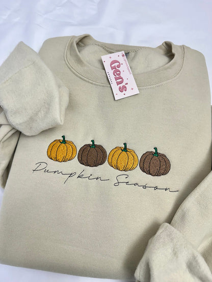 Embroidered Pumpkin Season Sweatshirt