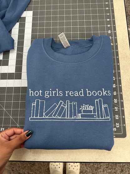 Oopsie Embroidered Hot Girls Read Books Sweatshirt (MEDIUM)