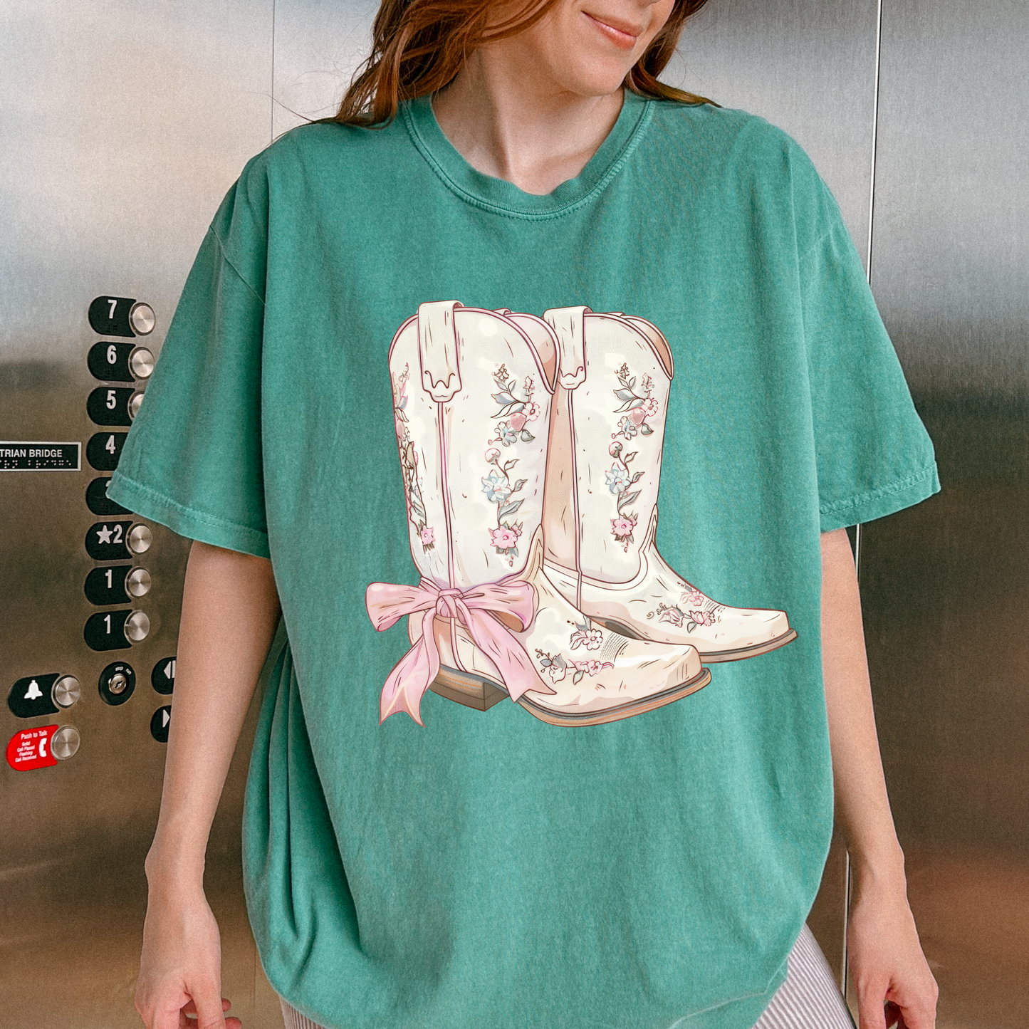 Girly Western Boots, Comfort Color T Shirt