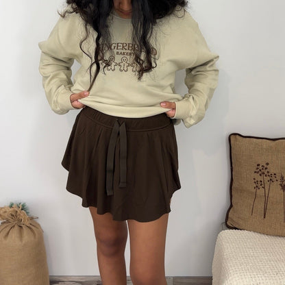 Brown Ruffle Tennis Skirt