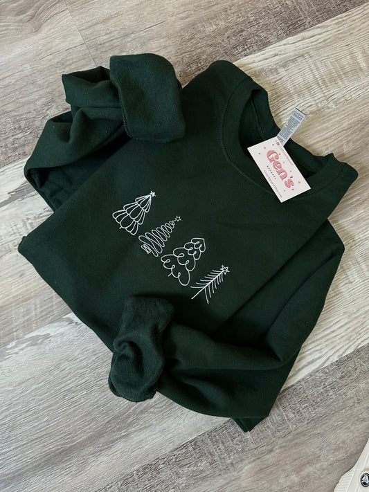 Embroidered Christmas Trees Sweatshirt