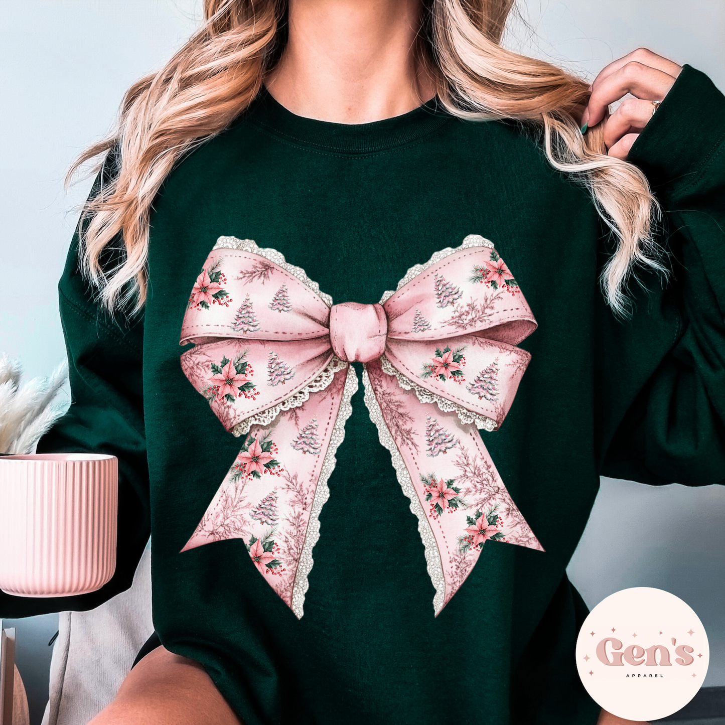 Christmas Lace Bow Sweatshirt