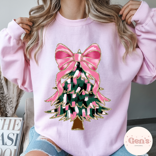 Pink Painted Christmas Tree Sweatshirt