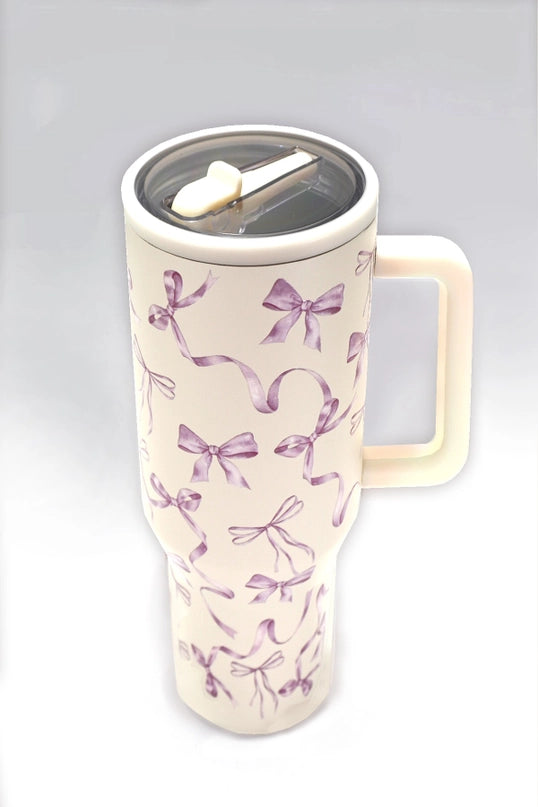 Coquette Pink Bows 40oz Stainless Steel Tumbler (Spill Proof)