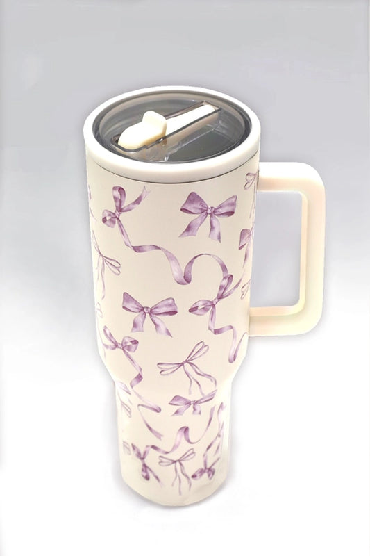 Coquette Pink Bows 40oz Stainless Steel Tumbler (Spill Proof)