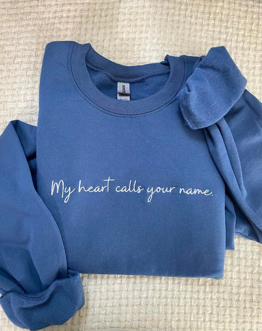 My heart calls your name embroidered sweatshirt (Bridgerton Sweatshirt, Queen Charlotte)