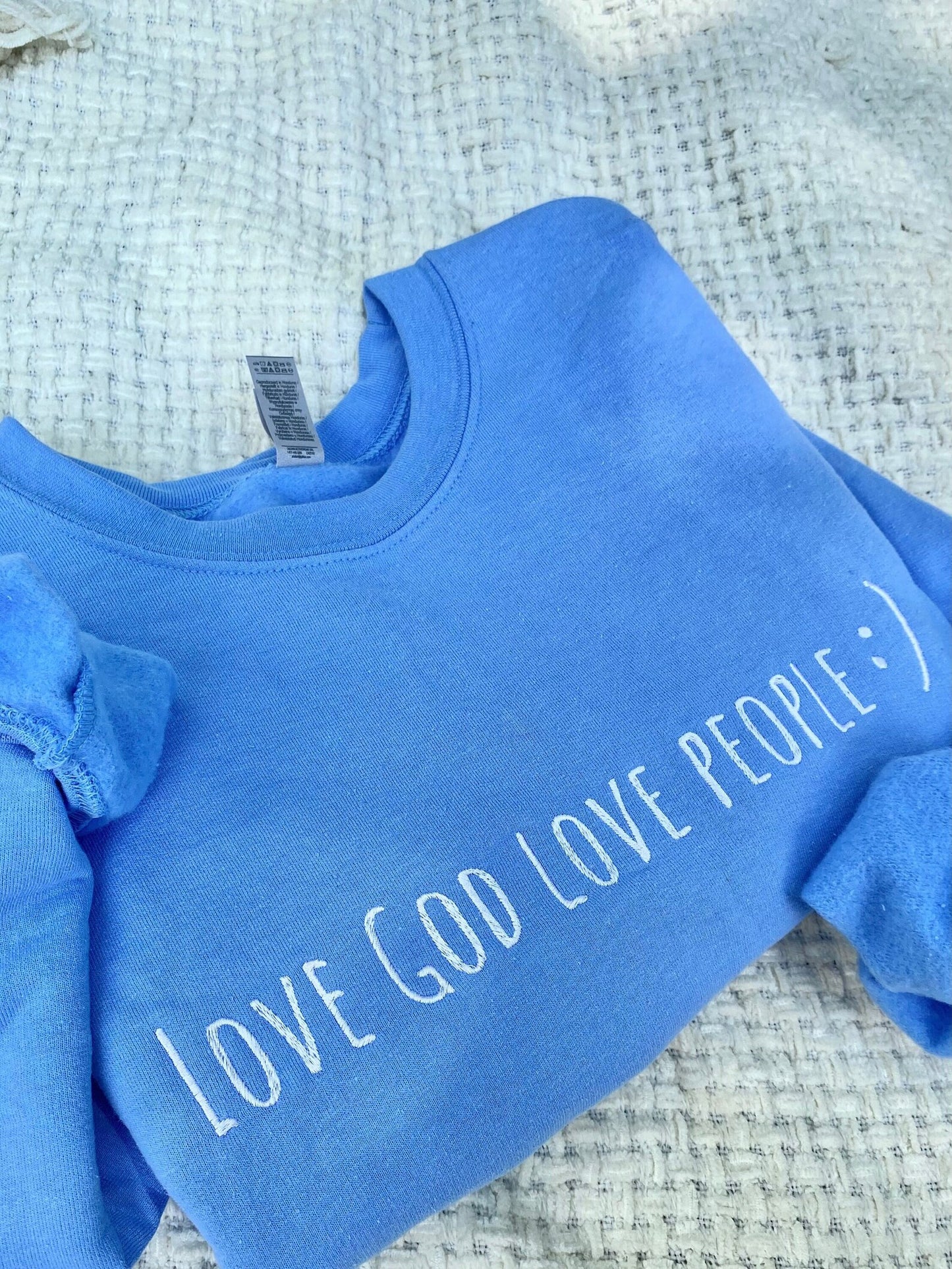 Embroidered Love God Love People Sweatshirt