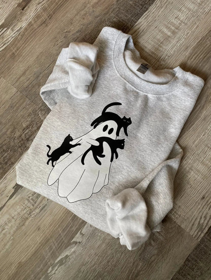 Ghost Cat Halloween Sweatshirt