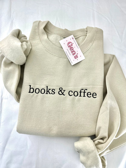 Embroidered Books & Coffee Sweatshirt