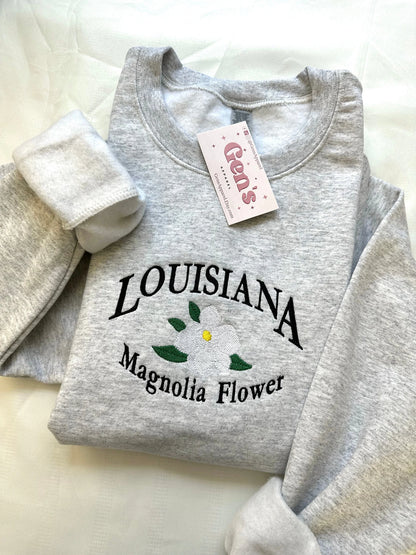 Louisiana State Flower Embroidered Sweatshirt