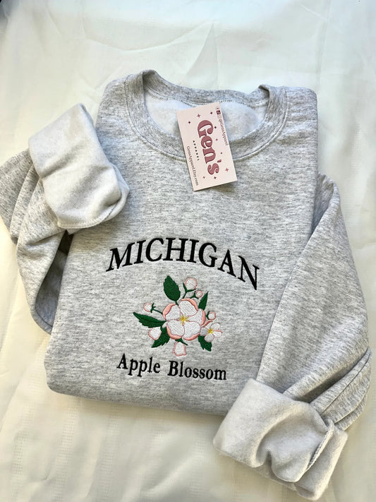 Michigan State Flower Embroidered Sweatshirt