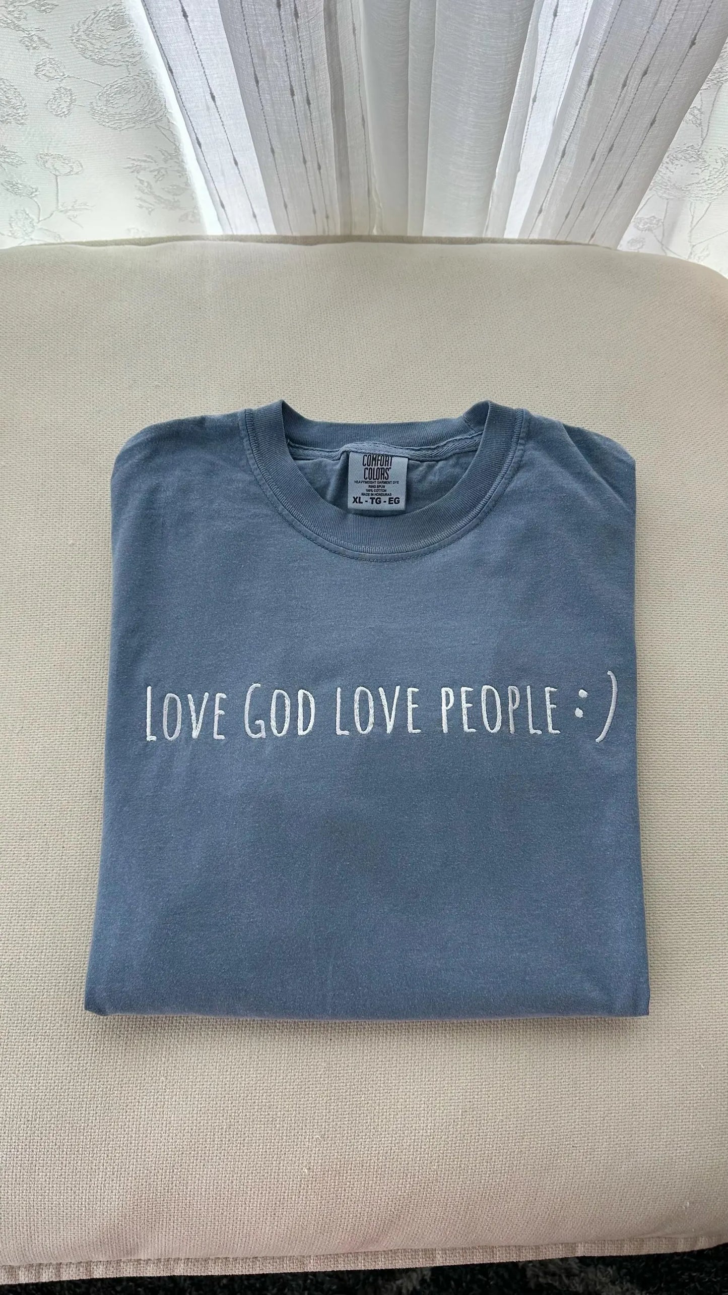 Embroidered Love God Love People, Comfort Colors T Shirt