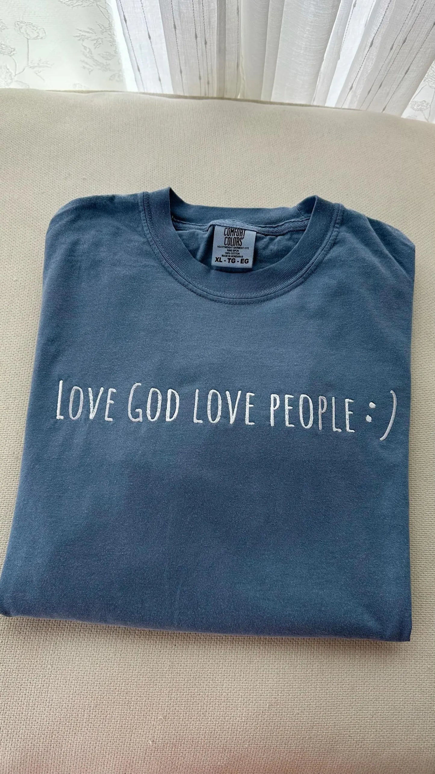 Embroidered Love God Love People, Comfort Colors T Shirt