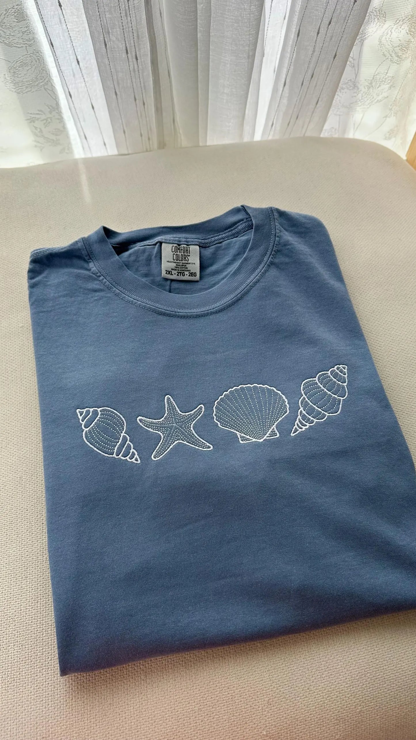 Embroidered Seashells, Comfort Color T Shirt