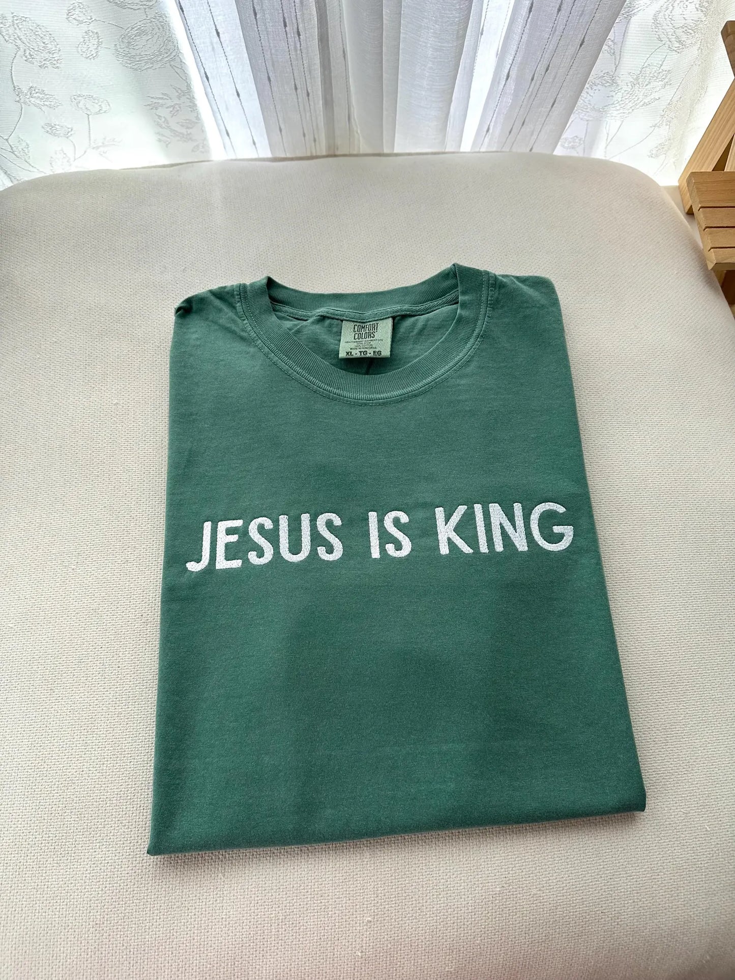 Embroidered Jesus is King, Comfort Color T Shirt