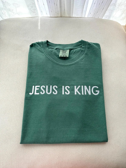 Embroidered Jesus is King, Comfort Color T Shirt