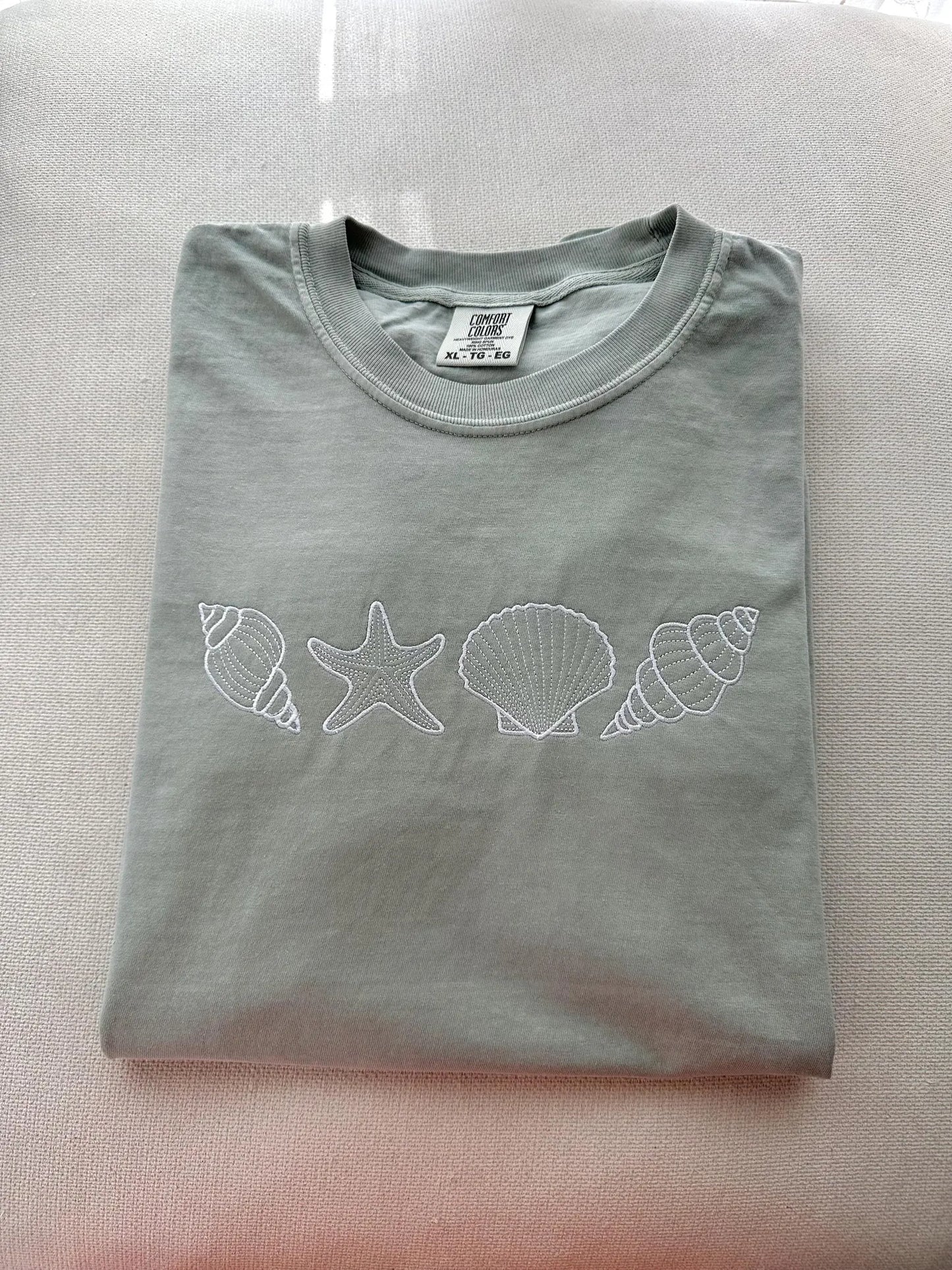 Embroidered Seashells, Comfort Color T Shirt