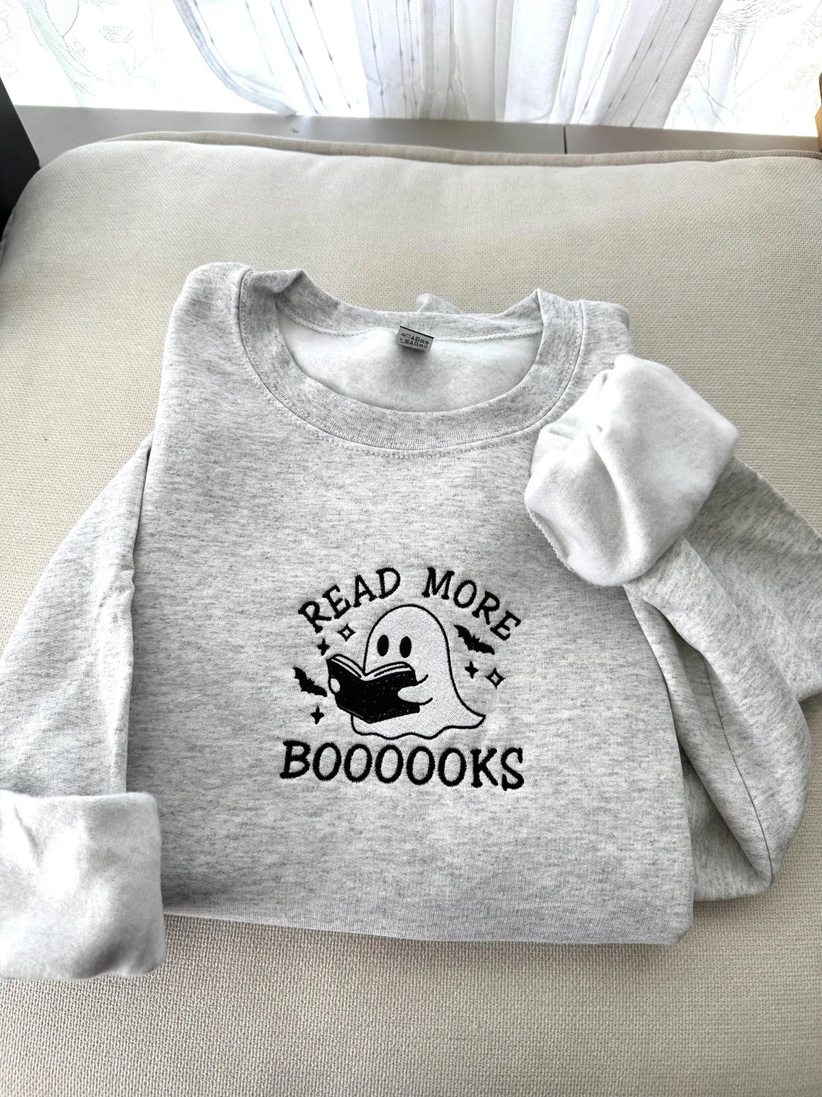 Embroidered Read More Books Ghost Sweatshirt
