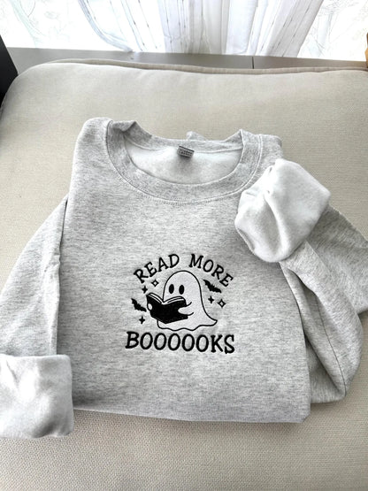 Embroidered Read More Books Ghost Sweatshirt